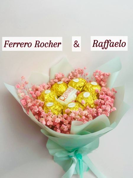Мини букет «Нежность» с Ferrero Rocher и Raffaello NatalyCake